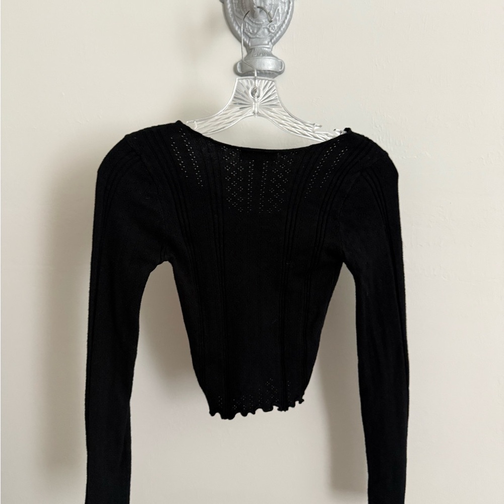 Kendall & Kylie Black Long Sleeve Knit Top